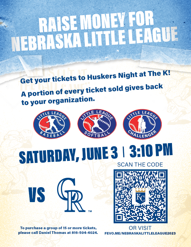 Tickets for Husker’s Night at the K Nebraska Little League Baseball